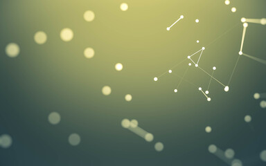 Abstract background. Molecules technology with polygonal shapes, connecting dots and lines. Connection structure. Big data visualization.