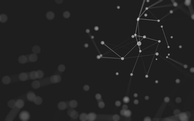 Abstract background. Molecules technology with polygonal shapes, connecting dots and lines. Connection structure. Big data visualization.