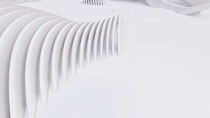 Abstract Curved Shapes. White Circular Background.