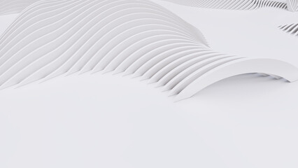 Abstract Curved Shapes. White Circular Background.