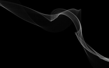 Dark abstract background with a glowing abstract waves