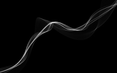 Dark abstract background with a glowing abstract waves