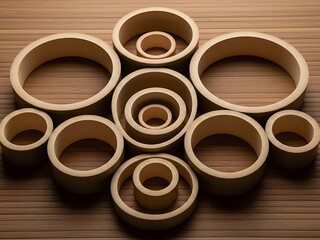 Arrangement of bamboo circles in concentric and various size formation