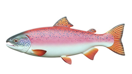 Realistic Salmon or Trout Fish Model with Pink, Orange, and Blue Spots