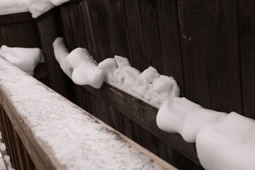 snow on fence