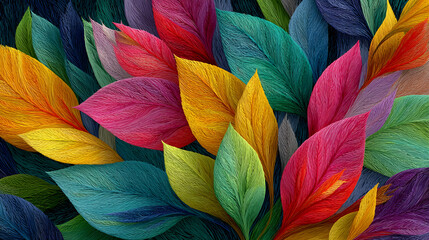 Abstract swirling leaves in vibrant orange and blue hues creating a dynamic motion blur effect. Energetic organic background.