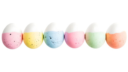 Happy easter eggs isolated on transparent background colorful candy treats for holiday