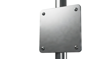 Brushed Metal Sign Plate with Screws on Pole