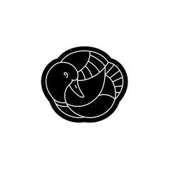 Vector illustration of a duck, plum blossom silhouette, and Japanese family crest style logo design