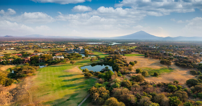 Aerial view of the Phakalane Golf Estate and residential area in Gaborone, Botswana