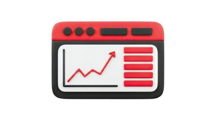 3D Cartoon Chart with Upward Trend and Bar Graph