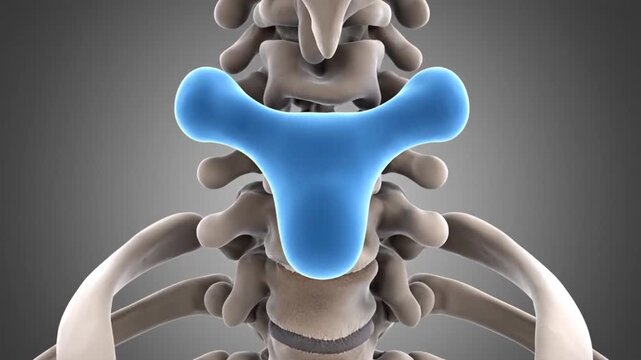 Highlighted illustration of the thyroid cartilage in the human neck anatomy