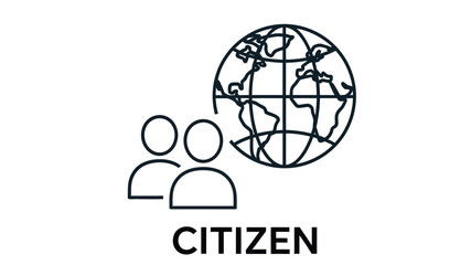 Fototapeta premium Global community and citizenship illustrated with earth people and the word citizen