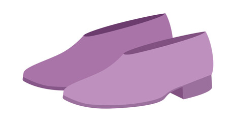 Purple flat shoe boot women color pair. Minimal low heel boot for city stroll workday commute smart look. Technical fashion illustration CAD mockup soft vector man unisex isolated contemporary style.