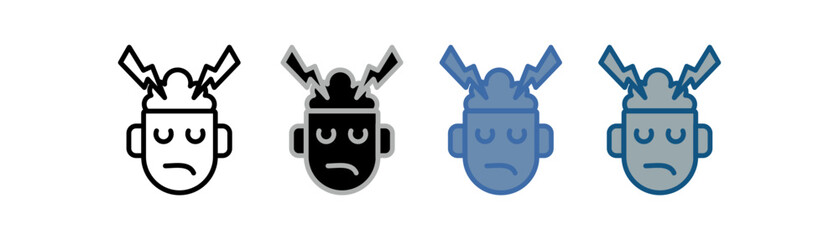 
stroke icon set multiple style collection with design of head of a person whose head hurts badly
