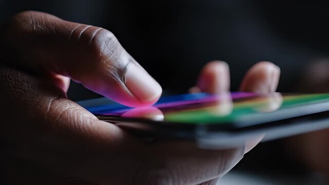 Close-up of Hands Using a Digital Tablet Device.