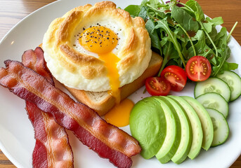 エッグインクラウドと焼いたベーコン