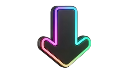 3D Black Arrow with Neon Rainbow Outline