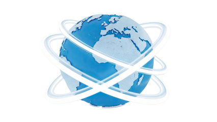 3D Globe with Orbiting Rings