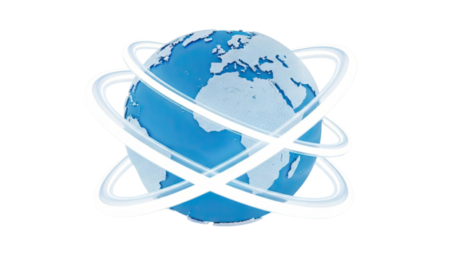 3D Globe with Orbiting Rings - Powered by Adobe