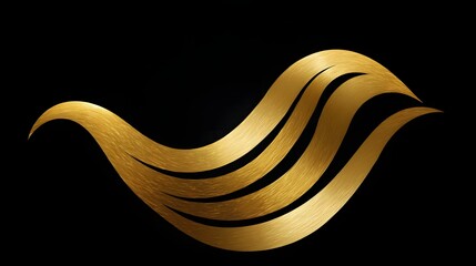 Elegant gold wave logo with flowing abstract lines. Modern luxury design for wellness, spa, or corporate identity on dark blue.