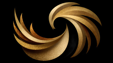 Elegant gold wave logo consisting of fluid curved lines on a dark background. Luxury abstract design for premium branding.