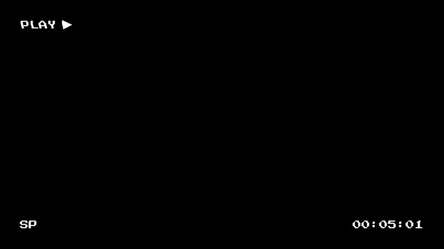 Retro VHS tape playback interface with glitch noise lines animation. Analog tape play screen with horizontal noise overlay. VHS tape playing overlay. VHS HUD playback with glitch lines animation. 4K