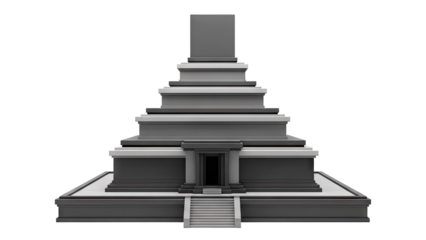 Monolithic Temple Structure with Geometric Steps