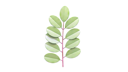 Stylized green leaf branch on white background