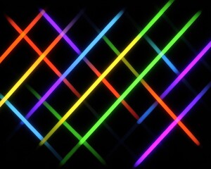 Colorful Neon Lines Creating Abstract Pattern on Dark Background