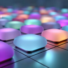 Colorful Abstract Hexagonal Lights on Glossy Surface in Modern Design