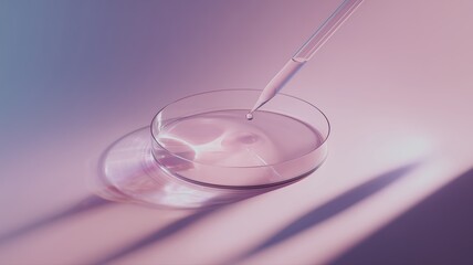 Elegant laboratory scene with pipette and glass beaker, ideal for showcasing cosmetic research, skincare innovation, and scientific product development