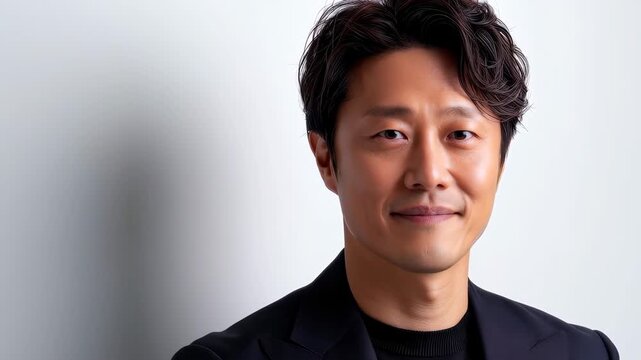 Modern Portrait of A Confident Man: A captivating portrait of a man exuding confidence and composure. His expressive face hints at a depth of experience, resonating with a sense of poise.
