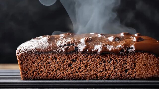 Hot, chocolate fudge cake cooling