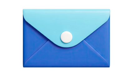 Blue and light blue envelope with white circular closure