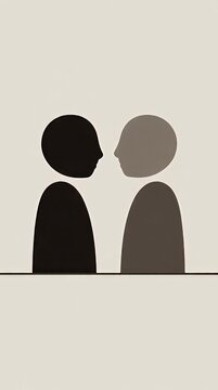 Minimalist Courtroom Dispute Flat Illustration Two Silhouettes Talking