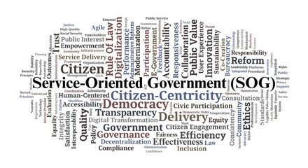 Fototapeta premium Service-Oriented Government Word Cloud. Core Principles of Citizen-Centered Public Service