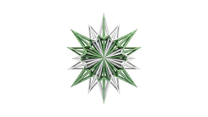 Geometric Starburst Sculpture with Green and White Layers