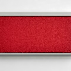 Crimson Textured Panel Framed in Silver, Modern Abstract Design, Studio shot