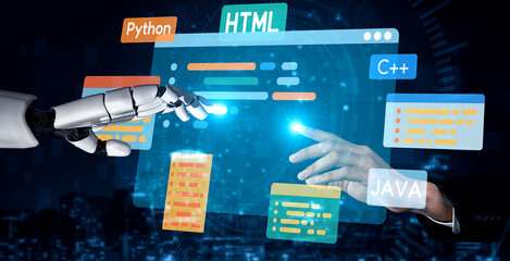 AI artificial intelligence assists software development through smart coding tools, virtual assistant debugging, and intelligent automation in digital product creation. Vouch