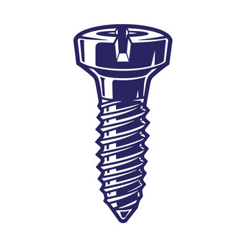 screw icon with flat head and crossshaped slot isolated on transparent background