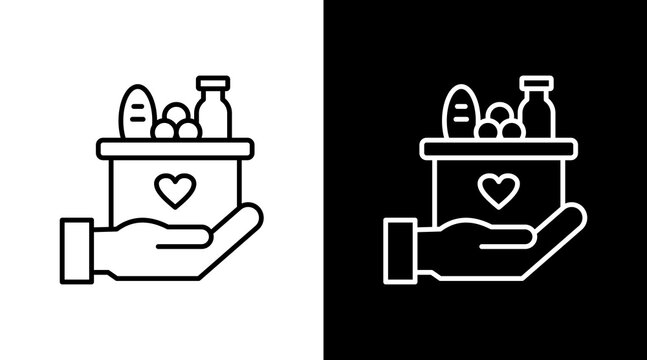 Food Donation Outline White Icon Set Design