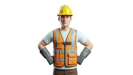 Construction Worker with Hard Hat and Safety Vest