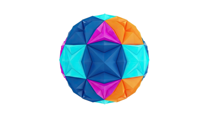 Geometric Sphere with Geometric Facets and Vibrant Colors