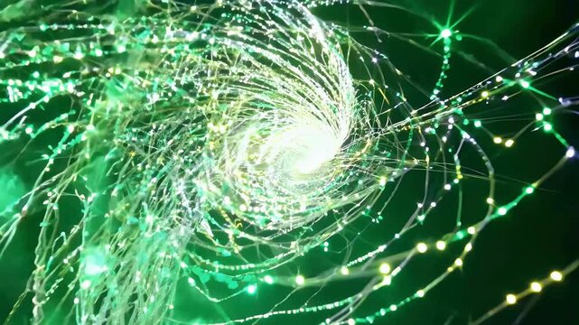 Abstract glowing spiral vortex of radiant light and flowing energy rotating in a cosmic space. Dynamic luminous motion creates a futuristic, mystical ba