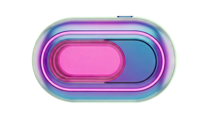 Futuristic Oval Device with Pink and Blue Iridescent Finish