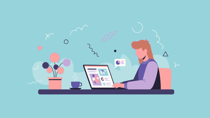 Man working on laptop with creative elements around.