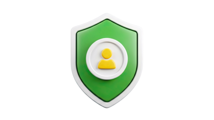 Green shield with user icon