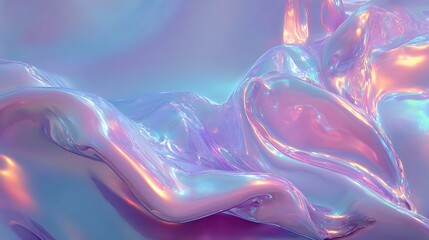 abstract AI awareness visualization, smooth liquid energy forms, pastel iridescent palette