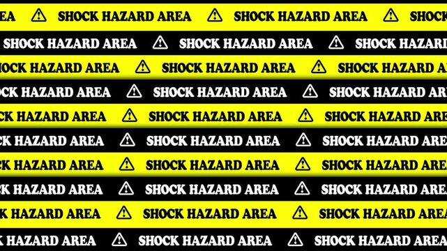 Shock hazard area, Safety warning ling moving animation industrial noise pollution.